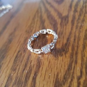 Gold tone lock and chain ring